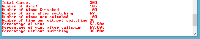 Results of 100 switches and 100 none switches.