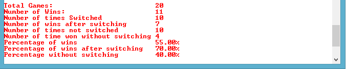 Results of 10 switches and 10 none switches.