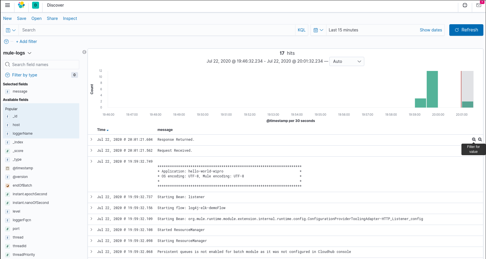 Mule logs in Kibana